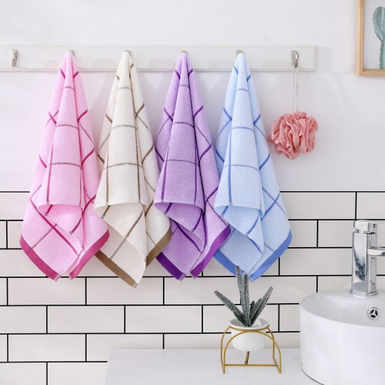 Factory direct sale of soft, solid color, checkered cotton couple's face towels, custom logo for wholesale gifts.