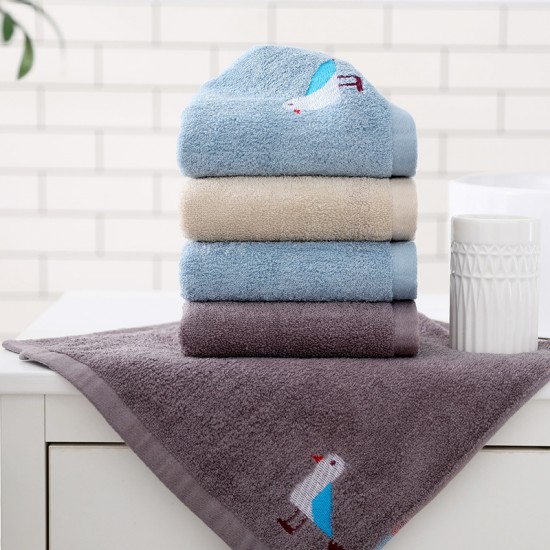 Factory direct sale of soft, absorbent, embroidered cotton face wash towels, thickened, custom logo for home use.