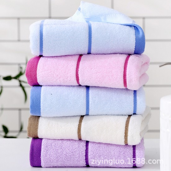 Factory direct sale of soft, solid color, checkered cotton couple's face towels, custom logo for wholesale gifts.