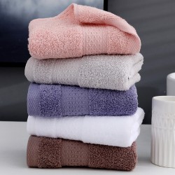 Factory-direct five-star hotel satin-lined pure cotton towels, extra-thick face towels, custom-logo pure cotton bath towels.
