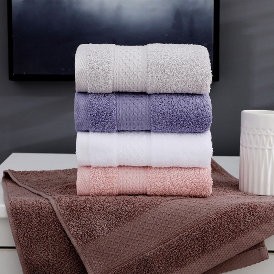 Factory-direct five-star hotel satin-lined pure cotton towels, extra-thick face towels, custom-logo pure cotton bath towels.