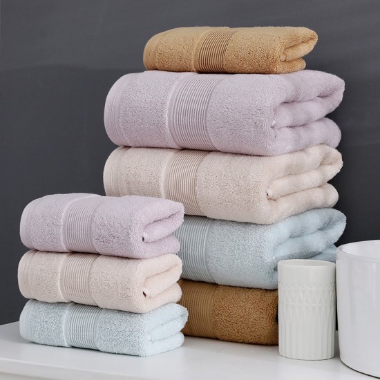 Corrugated off-cut bath towels, solid color, 70*140cm, specially for cross-border trade, soft towels for hotel supplies.