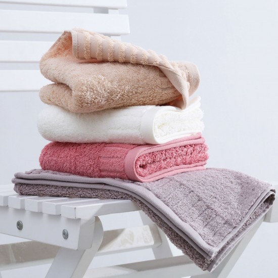Soft, 130g, combed cotton, absorbent, and quick-drying hotel towels with embroidered logos.