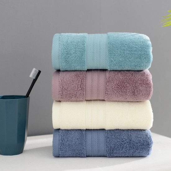 Factory-made direct striped, solid-colored, cotton adult face towels with logos for wholesale gifts.