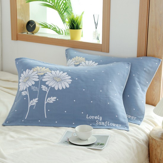 Thickened, pure cotton gauze jacquard, cartoon, universal, all-season pillowcases for couples, skin-friendly.