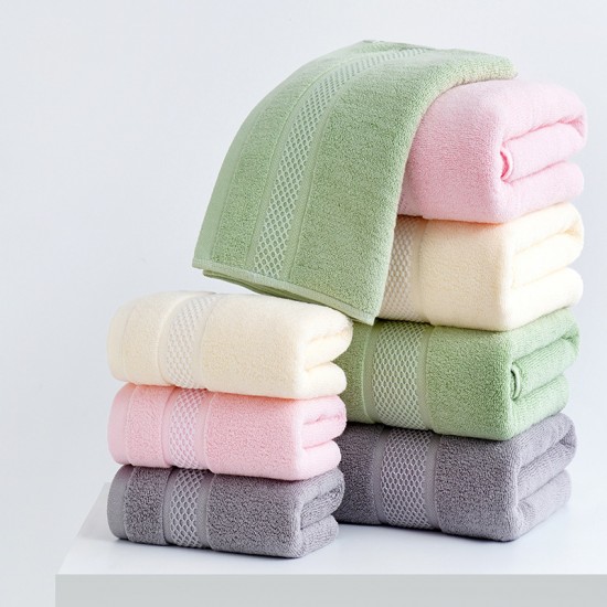 Thickened, pure cotton bath towel, soft and absorbent household towel, plain combed cotton face washcloth, large face towel for wholesale. Thickened, pure cotton bath towel, soft and absorbent household towel, plain combed cotton face washcloth, large face towel for wholesale.