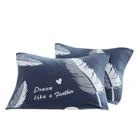 Thickened, pure cotton gauze jacquard, cartoon, universal, all-season pillowcases for couples, skin-friendly.