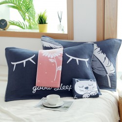 Thickened, pure cotton gauze jacquard, cartoon, universal, all-season pillowcases for couples, skin-friendly.