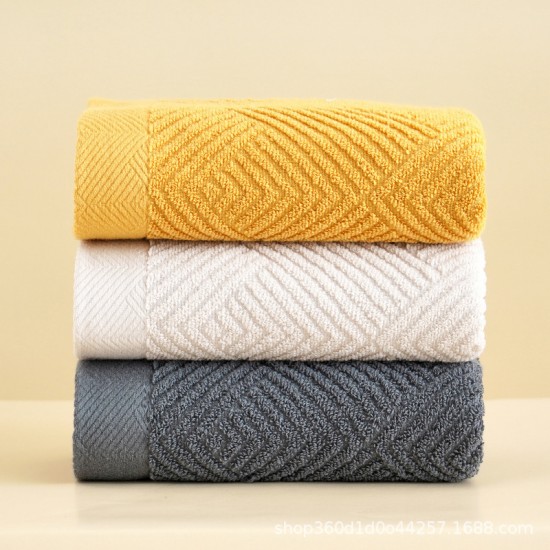 Adult, couple's, thickened, long-staple, solid, household, pure cotton face towel, logo-embroidered