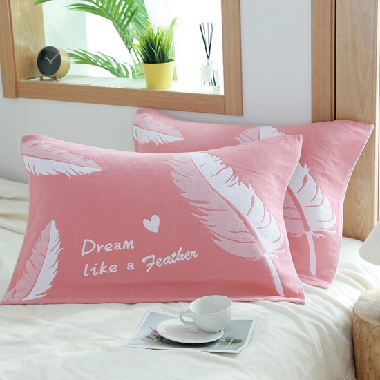 Thickened, pure cotton gauze jacquard, cartoon, universal, all-season pillowcases for couples, skin-friendly.