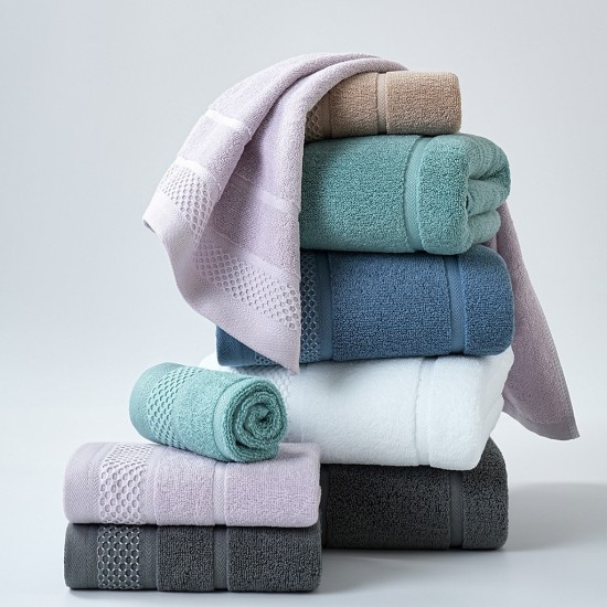 Cotton bath towel sets, pure cotton face towels, soft and absorbent, large hand and foot towels, wholesale gifts.