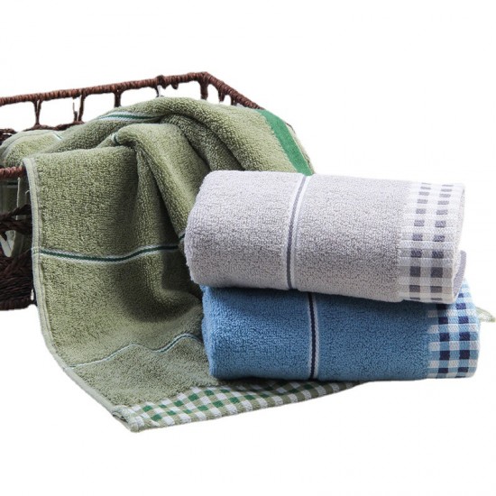 Factory direct sale of plaid-edged pure cotton face towels, solid color, gift, advertising, wholesale, adult beauty face towels, with skin-friendly logos available.