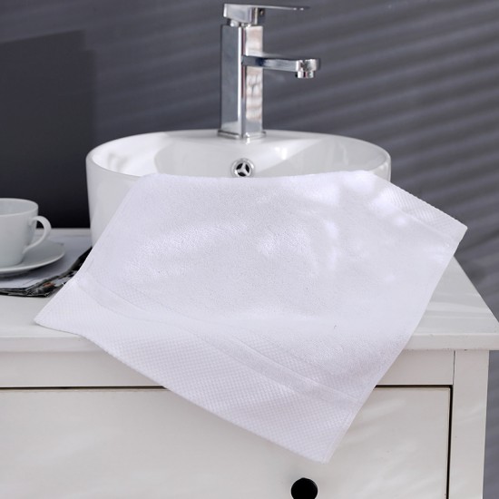 Thick, absorbent, and soft, small square cotton hand towels for hotel hand towels, wholesale with embroidered logos.